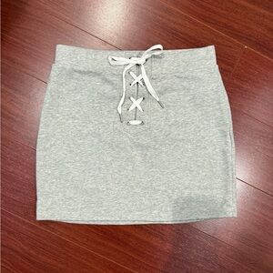 Forever 21 Light Gray Lace-Up Mini Skirt